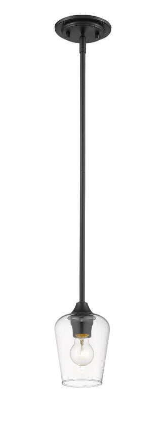 Z-Lite Joliet 6" 1-Light Matte Black Mini Pendant Light With Clear Glass Shade