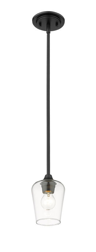 Z-Lite Joliet 6" 1-Light Matte Black Mini Pendant Light With Clear Glass Shade