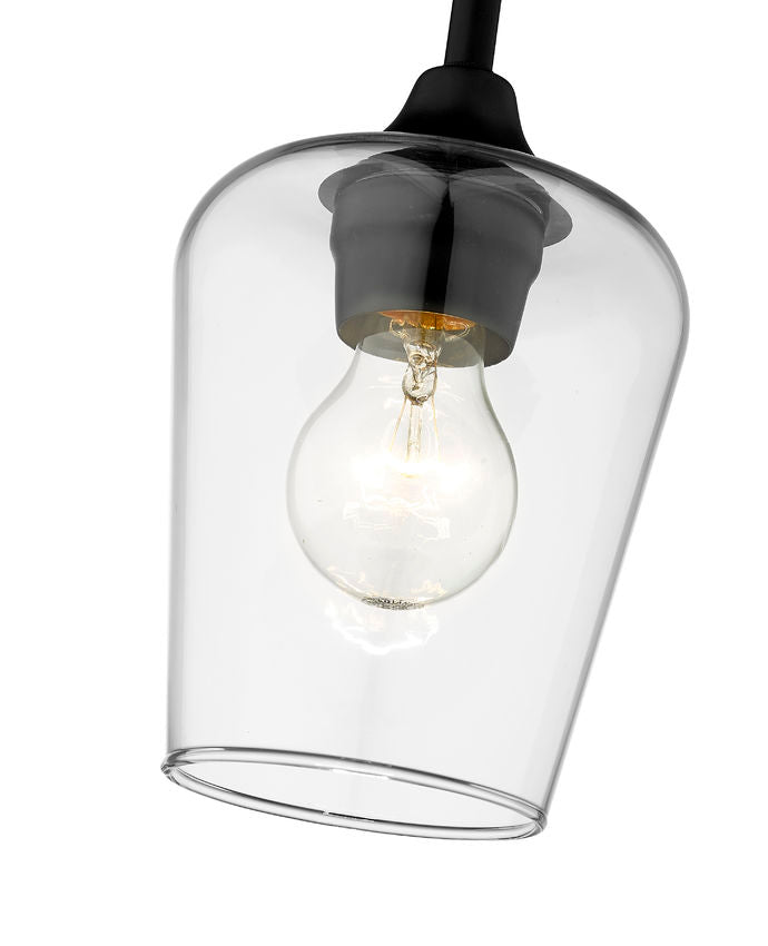 Z-Lite Joliet 6" 1-Light Matte Black Mini Pendant Light With Clear Glass Shade