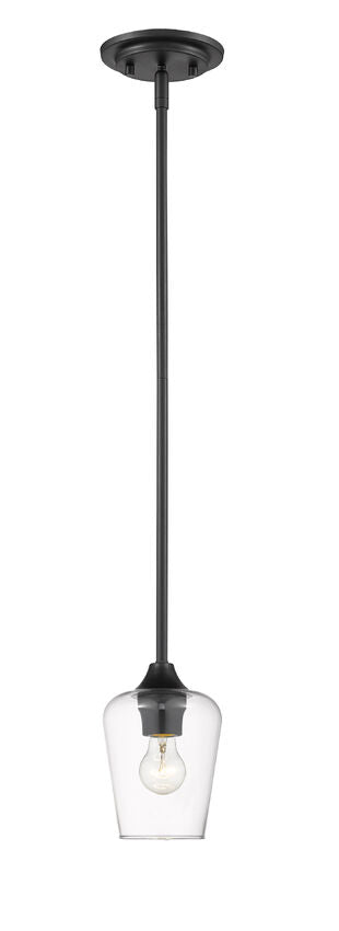 Z-Lite Joliet 6" 1-Light Matte Black Mini Pendant Light With Clear Glass Shade