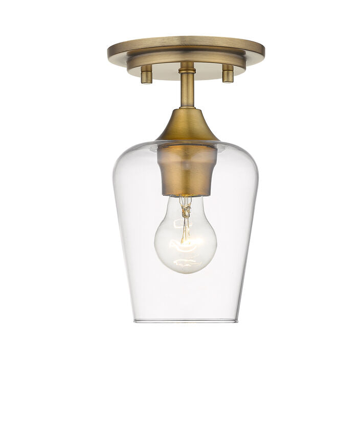 Z-Lite Joliet 6" 1-Light Olde Brass Flush Mount Lighting With Clear Glass Shade