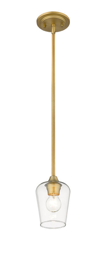 Z-Lite Joliet 6" 1-Light Olde Brass Mini Pendant Light With Clear Glass Shade