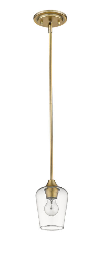 Z-Lite Joliet 6" 1-Light Olde Brass Mini Pendant Light With Clear Glass Shade