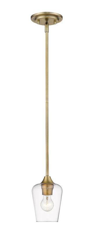 Z-Lite Joliet 6" 1-Light Olde Brass Mini Pendant Light With Clear Glass Shade