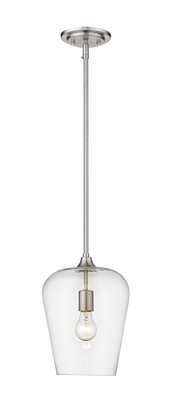 Z-Lite Joliet 9" 1-Light Brushed Nickel Steel Pendant Light With Clear Glass Shade