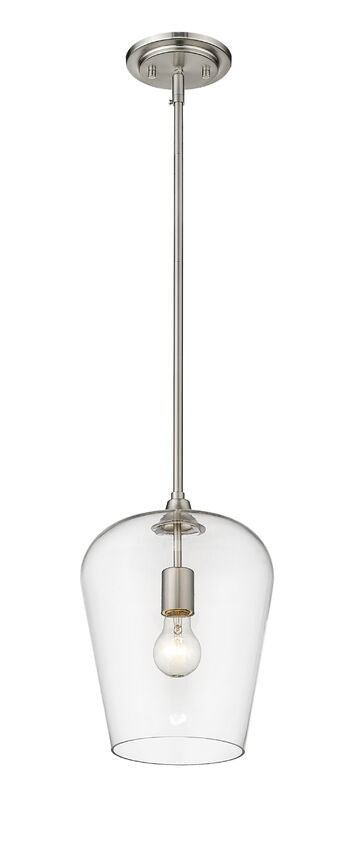 Z-Lite Joliet 9" 1-Light Brushed Nickel Steel Pendant Light With Clear Glass Shade