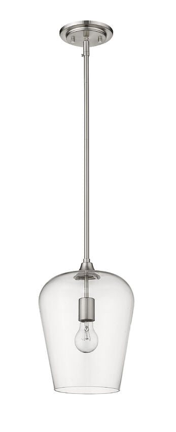 Z-Lite Joliet 9" 1-Light Brushed Nickel Steel Pendant Light With Clear Glass Shade