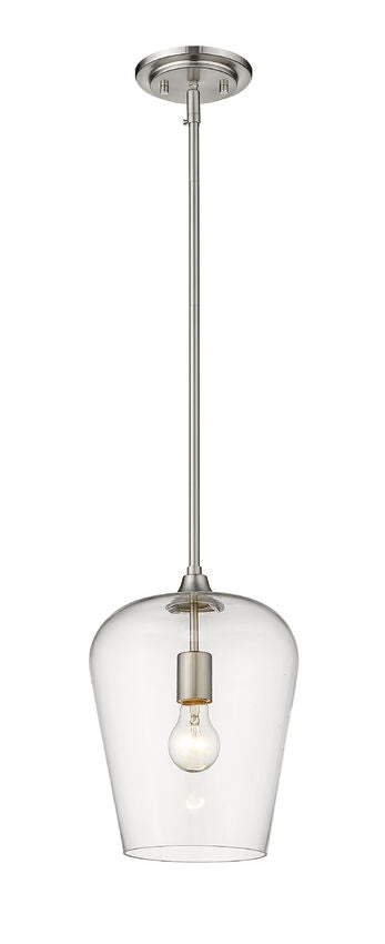 Z-Lite Joliet 9" 1-Light Brushed Nickel Steel Pendant Light With Clear Glass Shade