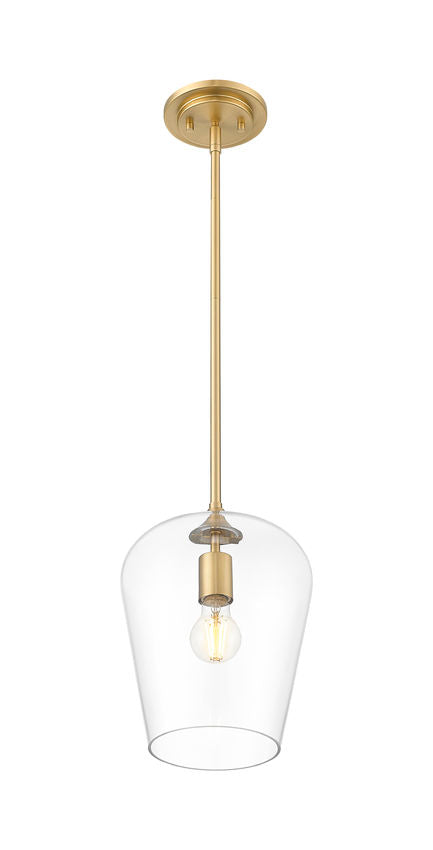 Z-Lite Joliet 9" 1-Light Burnished Brass Steel Frame Clear Glass Shade Pendant Light