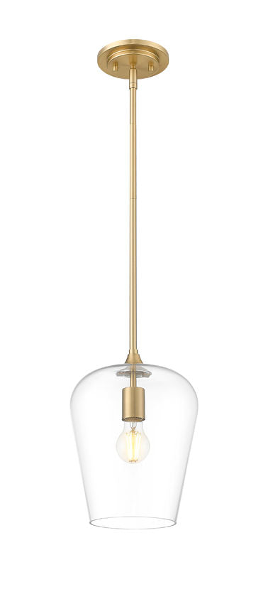 Z-Lite Joliet 9" 1-Light Burnished Brass Steel Frame Clear Glass Shade Pendant Light