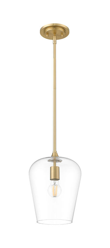 Z-Lite Joliet 9" 1-Light Burnished Brass Steel Frame Clear Glass Shade Pendant Light