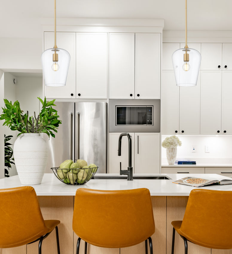 Z-Lite Joliet 9" 1-Light Burnished Brass Steel Frame Clear Glass Shade Pendant Light