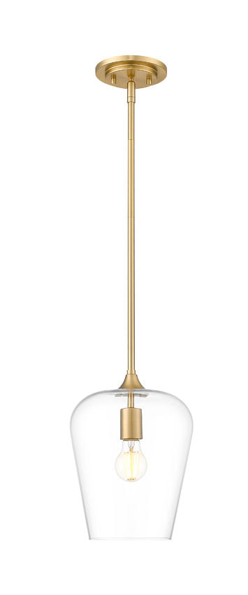 Z-Lite Joliet 9" 1-Light Burnished Brass Steel Frame Clear Glass Shade Pendant Light