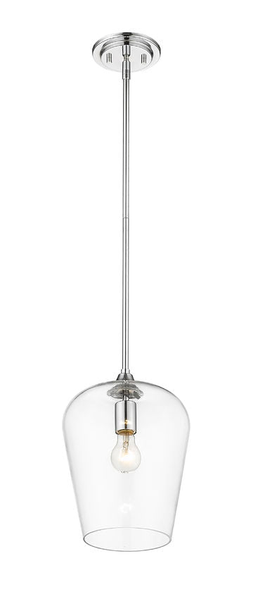 Z-Lite Joliet 9" 1-Light Chrome Steel Pendant Light With Clear Glass Shade