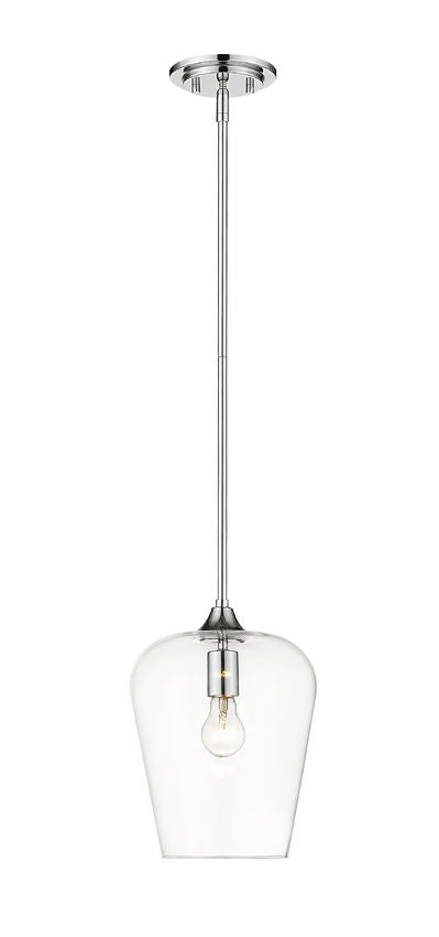 Z-Lite Joliet 9" 1-Light Chrome Steel Pendant Light With Clear Glass Shade