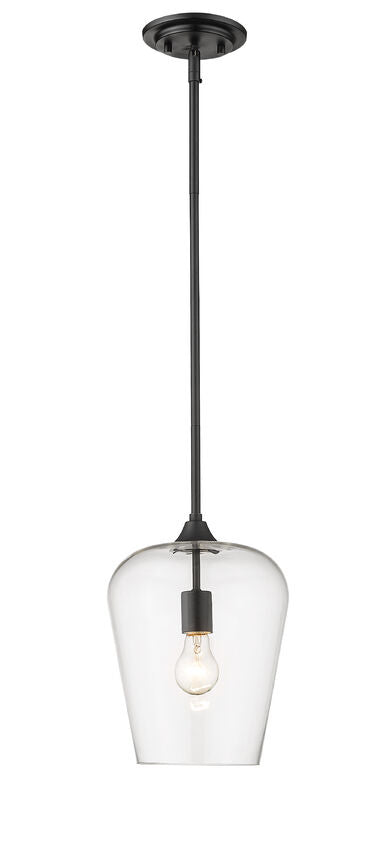 Z-Lite Joliet 9" 1-Light Matte Black Steel Pendant Light With Clear Glass Shade