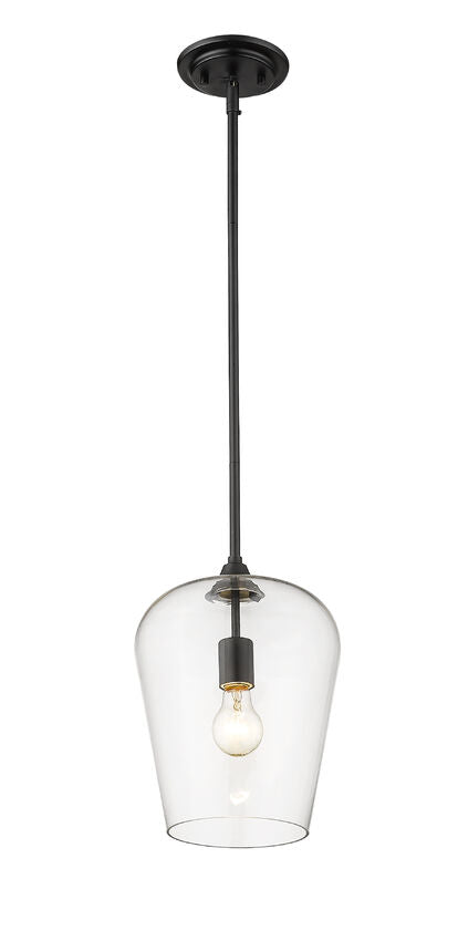 Z-Lite Joliet 9" 1-Light Matte Black Steel Pendant Light With Clear Glass Shade