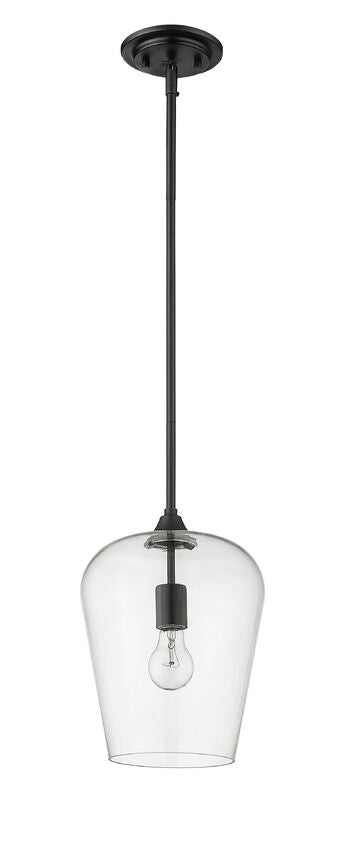 Z-Lite Joliet 9" 1-Light Matte Black Steel Pendant Light With Clear Glass Shade