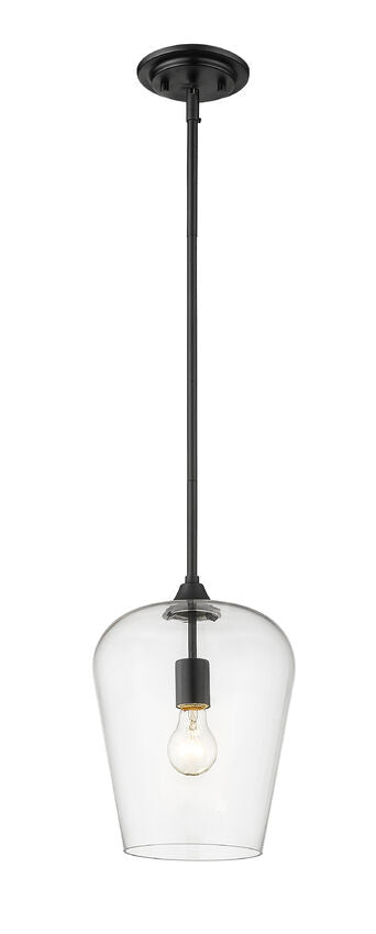 Z-Lite Joliet 9" 1-Light Matte Black Steel Pendant Light With Clear Glass Shade
