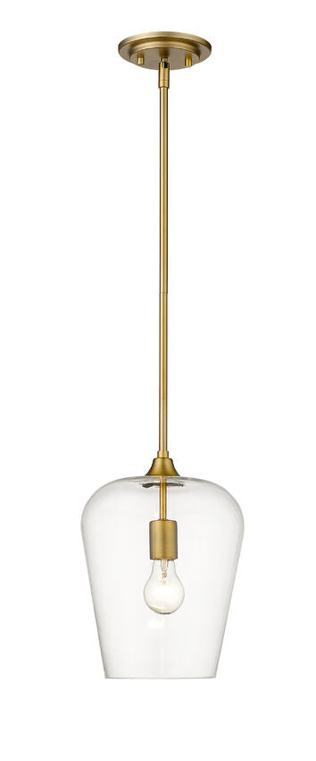 Z-Lite Joliet 9" 1-Light Olde Brass Steel Pendant Light With Clear Glass Shade