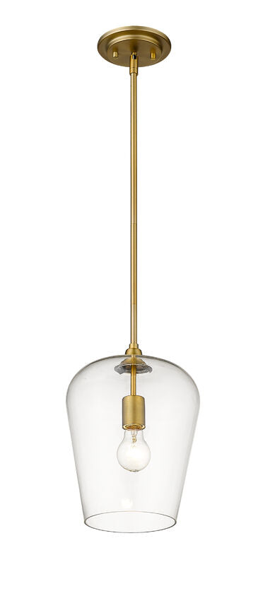 Z-Lite Joliet 9" 1-Light Olde Brass Steel Pendant Light With Clear Glass Shade