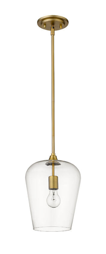 Z-Lite Joliet 9" 1-Light Olde Brass Steel Pendant Light With Clear Glass Shade
