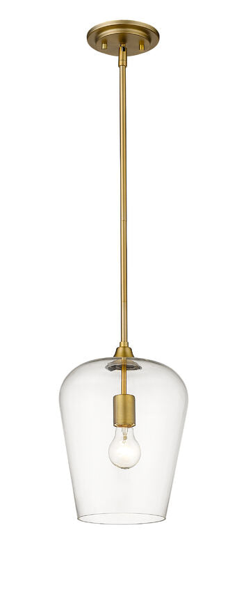 Z-Lite Joliet 9" 1-Light Olde Brass Steel Pendant Light With Clear Glass Shade