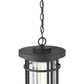 Z-Lite Jordan 10" 1-Light Black Aluminum Outdoor Chain Mount Ceiling Fixture With Clear Seedy Glass Shade