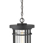 Z-Lite Jordan 10" 1-Light Black Aluminum Outdoor Chain Mount Ceiling Fixture With Clear Seedy Glass Shade