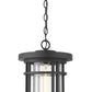 Z-Lite Jordan 10" 1-Light Black Aluminum Outdoor Chain Mount Ceiling Fixture With Clear Seedy Glass Shade