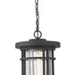 Z-Lite Jordan 10" 1-Light Oil Rubbed Bronze Aluminum Outdoor Chain Mount Ceiling Fixture With Clear Seedy Glass Shade
