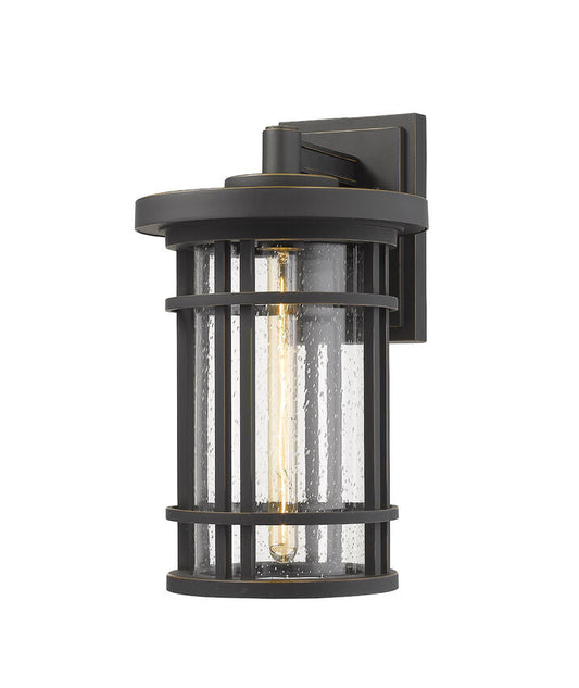 Z-Lite Jordan 10" 1-Light Oil Rubbed Bronze Outdoor Wall Sconce With Clear Seedy Glass Shade