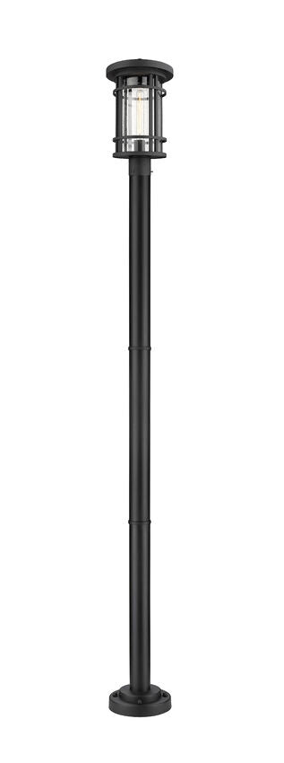 Z-Lite Jordan 10" W x 101" H 1-Light Black Aluminum Frame Clear Seedy Glass Shade Outdoor Post Mounted Fixture