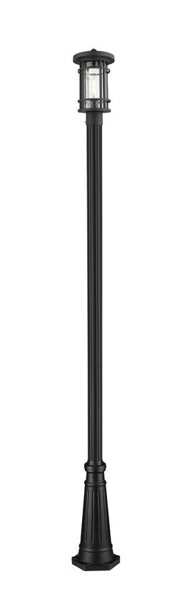 Z-Lite Jordan 10" W x 109" H 1-Light Black Aluminum Frame Clear Seedy Glass Shade Outdoor Post Mounted Fixture