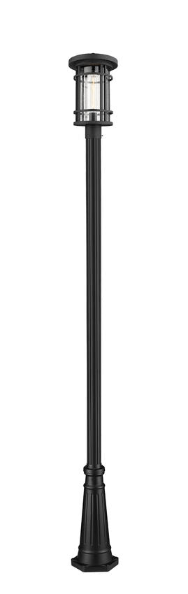 Z-Lite Jordan 10" W x 112" H 1-Light Black Aluminum Frame Clear Seedy Glass Shade Outdoor Post Mounted Fixture