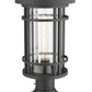 Z-Lite Jordan 10" W x 20" H 1-Light Black Outdoor Post Mount Fixture and Round Pier Mount With Clear Seedy Glass Shade