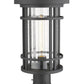 Z-Lite Jordan 10" W x 20" H 1-Light Black Outdoor Post Mount Fixture and Round Pier Mount With Clear Seedy Glass Shade