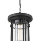 Z-Lite Jordan 12" 1-Light Black Aluminum Outdoor Chain Mount Ceiling Fixture With Clear Seedy Glass Shade