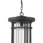 Z-Lite Jordan 12" 1-Light Black Aluminum Outdoor Chain Mount Ceiling Fixture With Clear Seedy Glass Shade