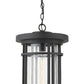 Z-Lite Jordan 12" 1-Light Black Aluminum Outdoor Chain Mount Ceiling Fixture With Clear Seedy Glass Shade