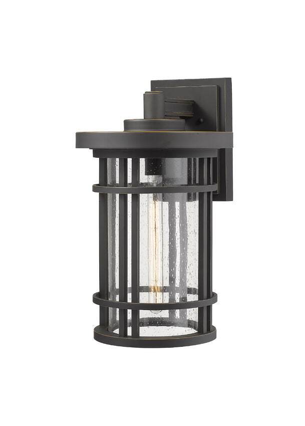 Z-Lite Jordan 12" 1-Light Oil Rubbed Bronze Outdoor Wall Sconce With Clear Seedy Glass Shade