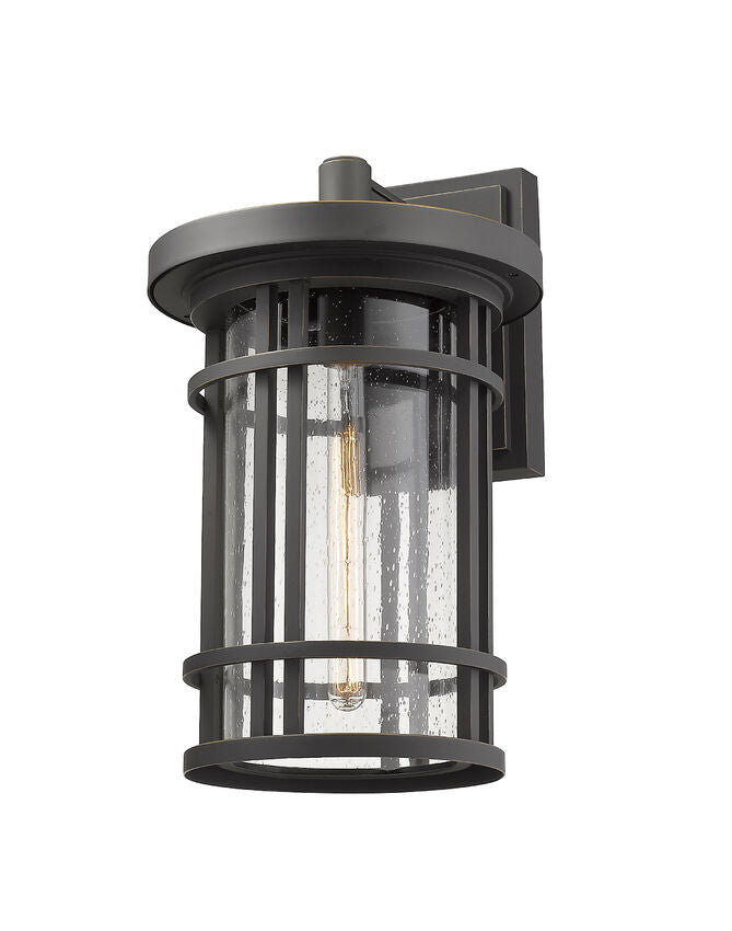 Z-Lite Jordan 12" 1-Light Oil Rubbed Bronze Outdoor Wall Sconce With Clear Seedy Glass Shade