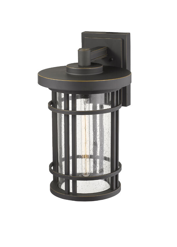 Z-Lite Jordan 12" 1-Light Oil Rubbed Bronze Outdoor Wall Sconce With Clear Seedy Glass Shade