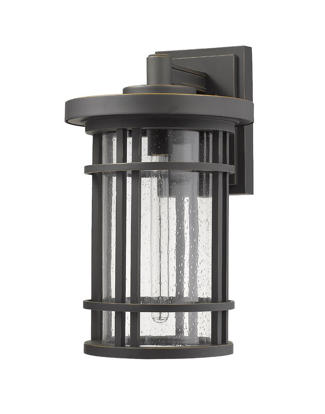 Z-Lite Jordan 12" 1-Light Oil Rubbed Bronze Outdoor Wall Sconce With Clear Seedy Glass Shade