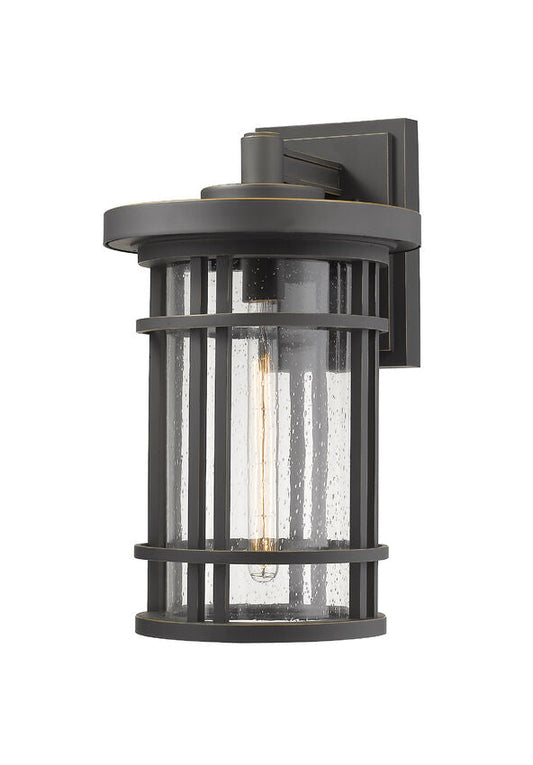 Z-Lite Jordan 12" 1-Light Oil Rubbed Bronze Outdoor Wall Sconce With Clear Seedy Glass Shade