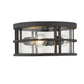 Z-Lite Jordan 12" 3-Light Black Aluminum Outdoor Flush Mount With Clear Seedy Glass Shade