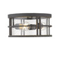 Z-Lite Jordan 12" 3-Light Oil Rubbed Bronze Aluminum Outdoor Flush Mount With Clear Seedy Glass Shade