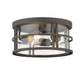 Z-Lite Jordan 12" 3-Light Oil Rubbed Bronze Aluminum Outdoor Flush Mount With Clear Seedy Glass Shade