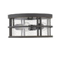 Z-Lite Jordan 12" 3-Light Oil Rubbed Bronze Aluminum Outdoor Flush Mount With Clear Seedy Glass Shade