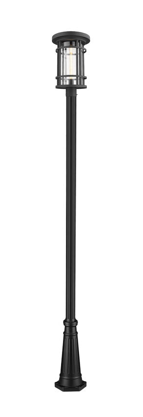 Z-Lite Jordan 12" W x 114" H 1-Light Black Aluminum Frame Clear Seedy Glass Shade Outdoor Post Mounted Fixture